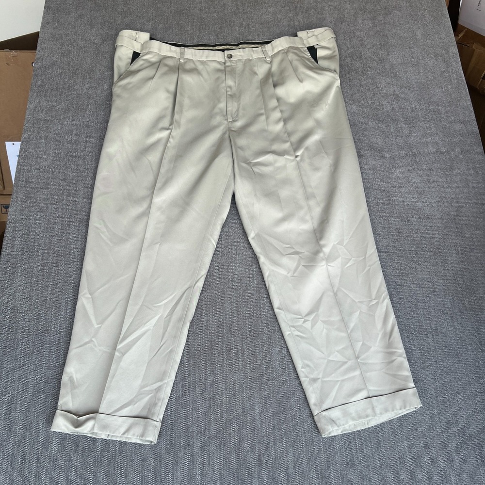 Croft & Barrow Chino Pants Mens 44x30 White Pleated Cuffed Ankle Straight Leg
